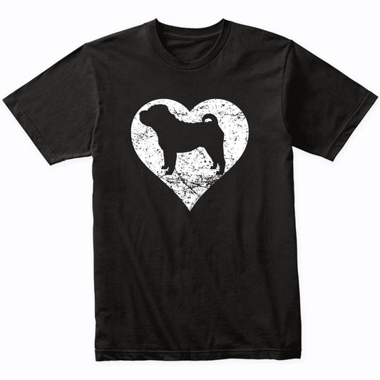 Distressed Shar Pei Heart Dog Owner Graphic T-Shirt