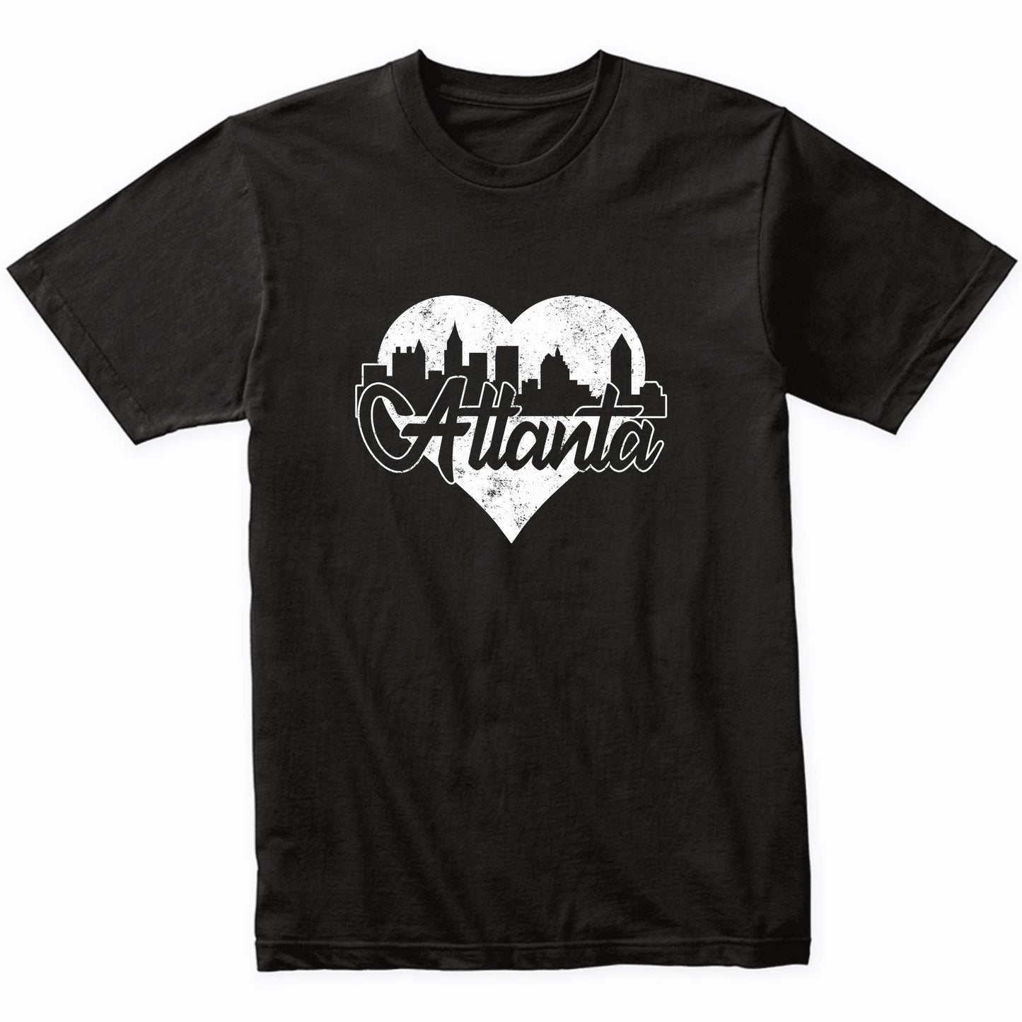 Retro Atlanta Georgia Skyline Heart Distressed T-Shirt