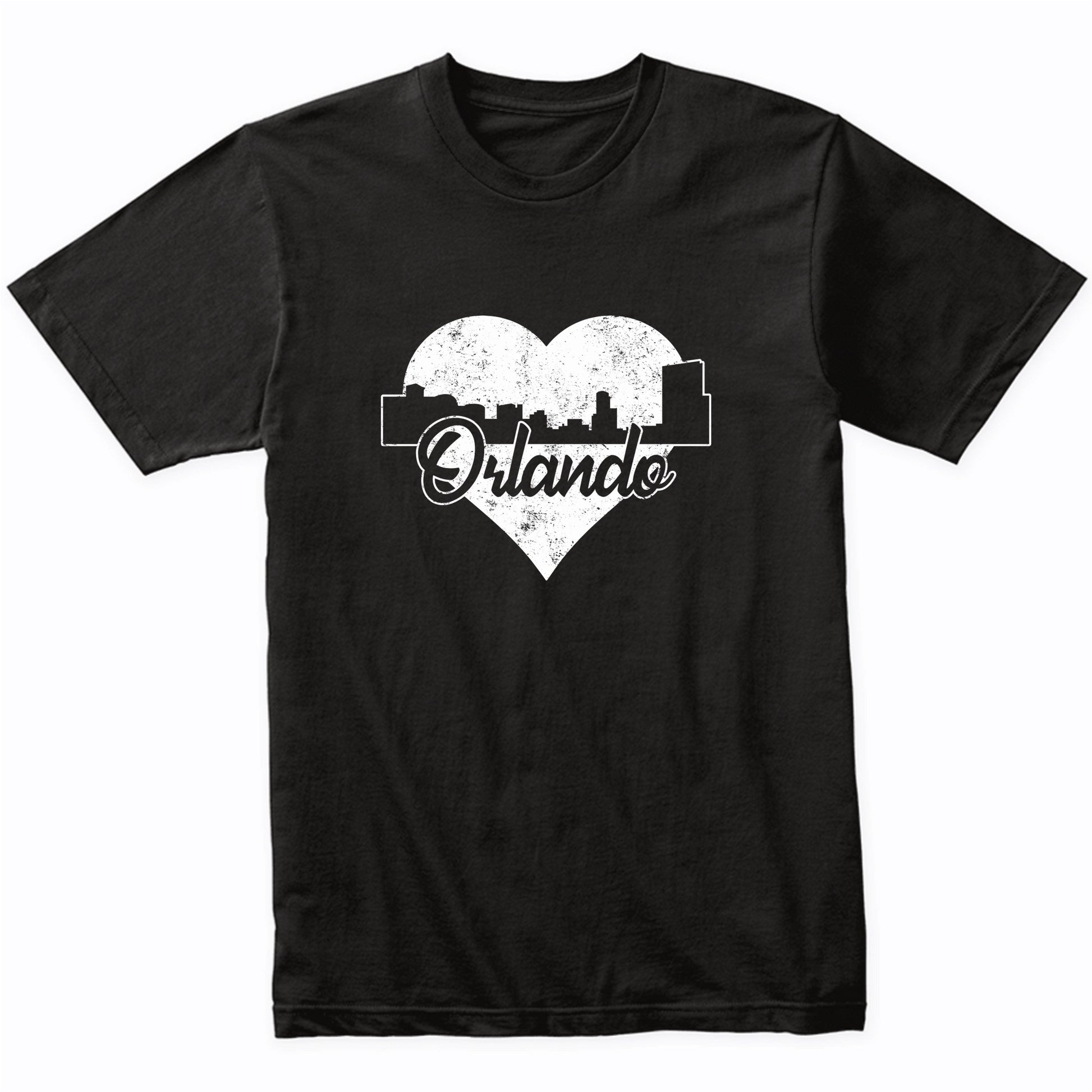 Retro Orlando Florida Skyline Heart Distressed T-Shirt