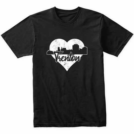Retro Trenton New Jersey Skyline Heart Distressed T-Shirt