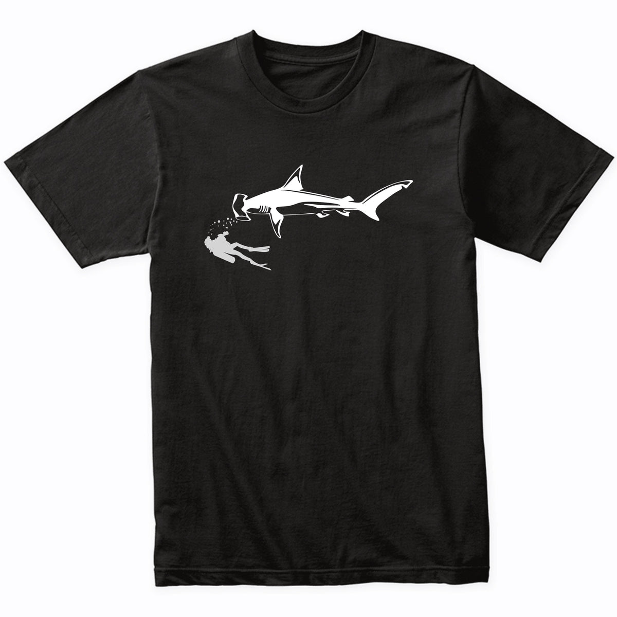 Scuba Diver Swimming With Great Hammerhead Shark T-Shirt