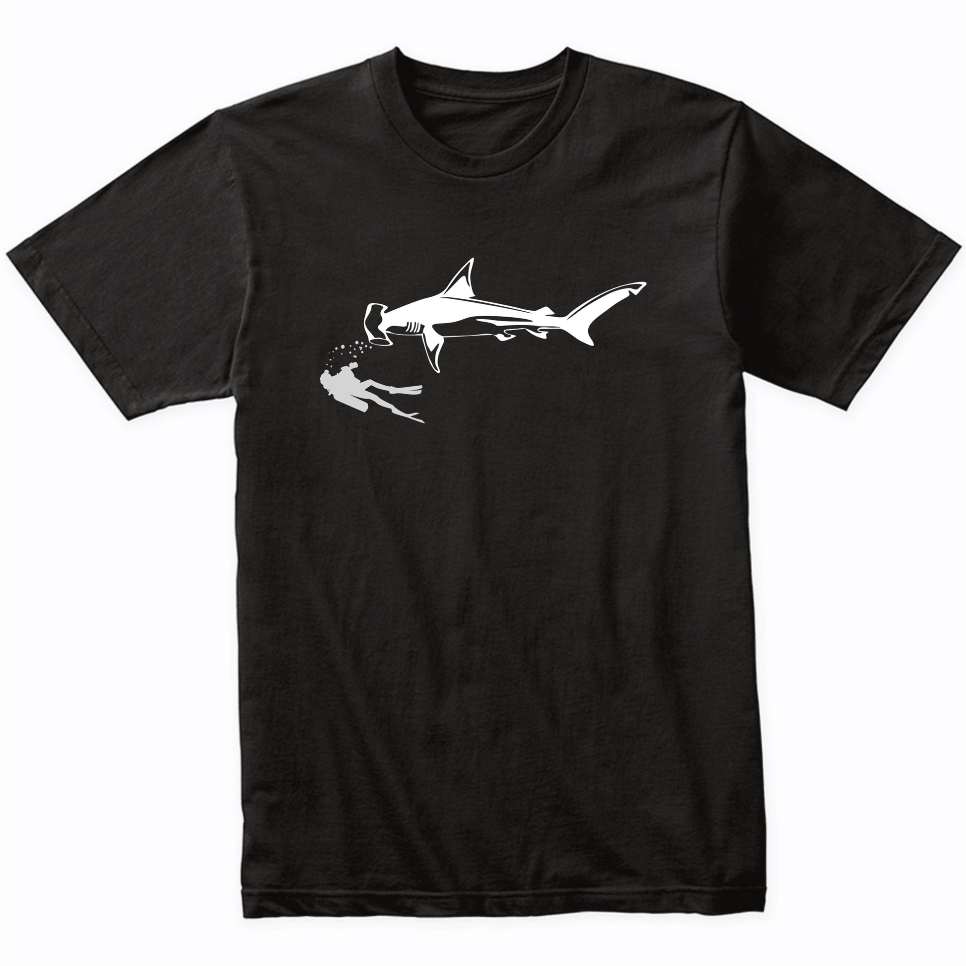 Scuba Diver Swimming With Great Hammerhead Shark T-Shirt