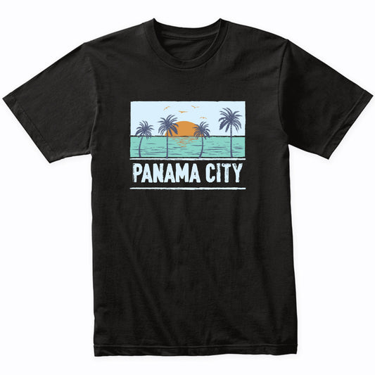 Retro Panama City Florida Tropical Sunset Beach Vacation T-Shirt