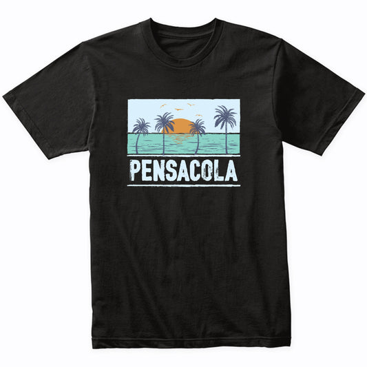 Retro Pensacola Florida Tropical Sunset Beach Vacation T-Shirt