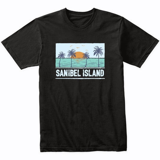 Retro Sanibel Island Florida Tropical Sunset Beach Vacation T-Shirt