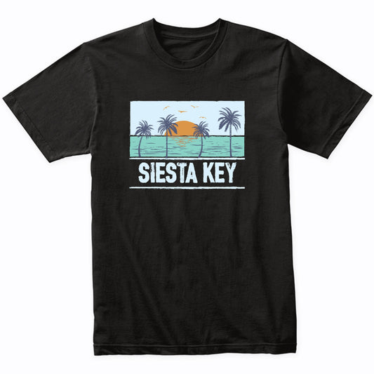 Retro Siesta Key Florida Tropical Sunset Beach Vacation T-Shirt