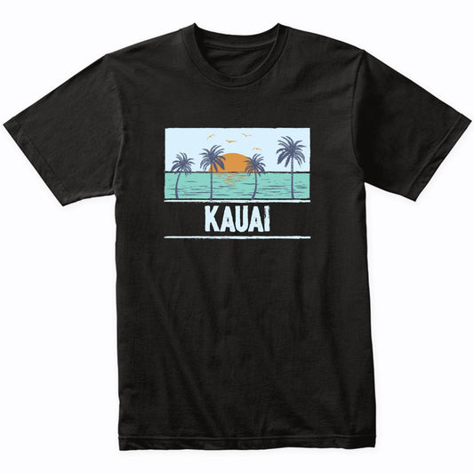 Retro Kauai Hawaii Tropical Sunset Beach Vacation T-Shirt