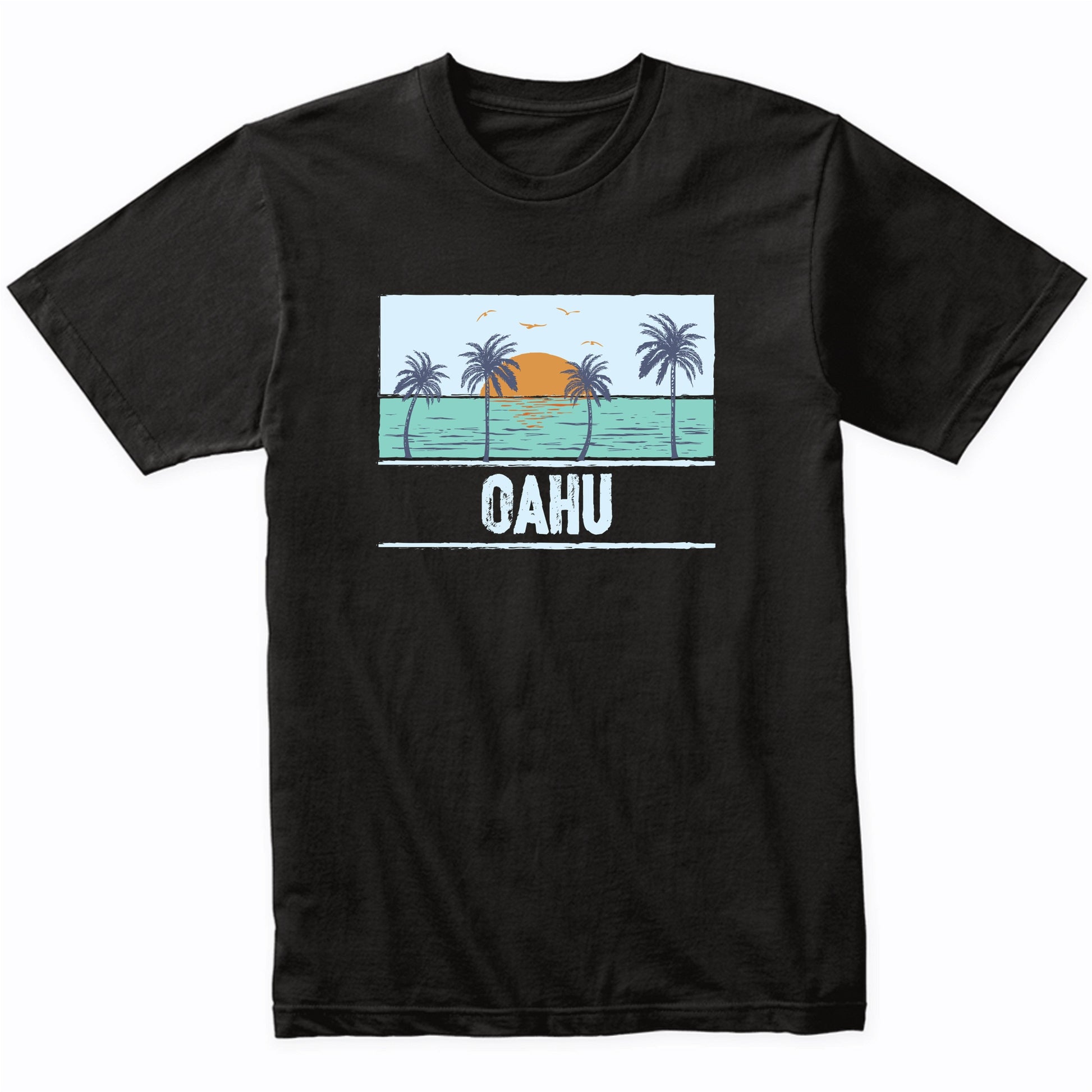 Retro Oahu Hawaii Tropical Sunset Beach Vacation T-Shirt