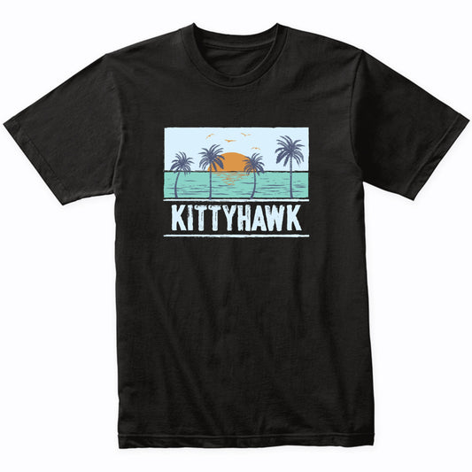 Retro Kittyhawk North Carolina Tropical Sunset Beach T-Shirt