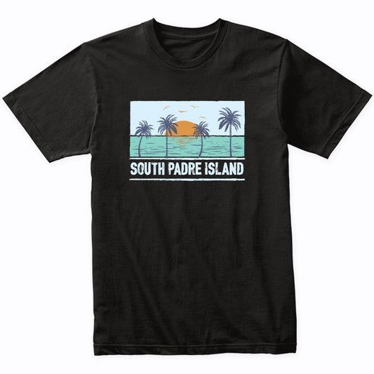 Retro South Padre Island Texas Tropical Sunset Beach T-Shirt