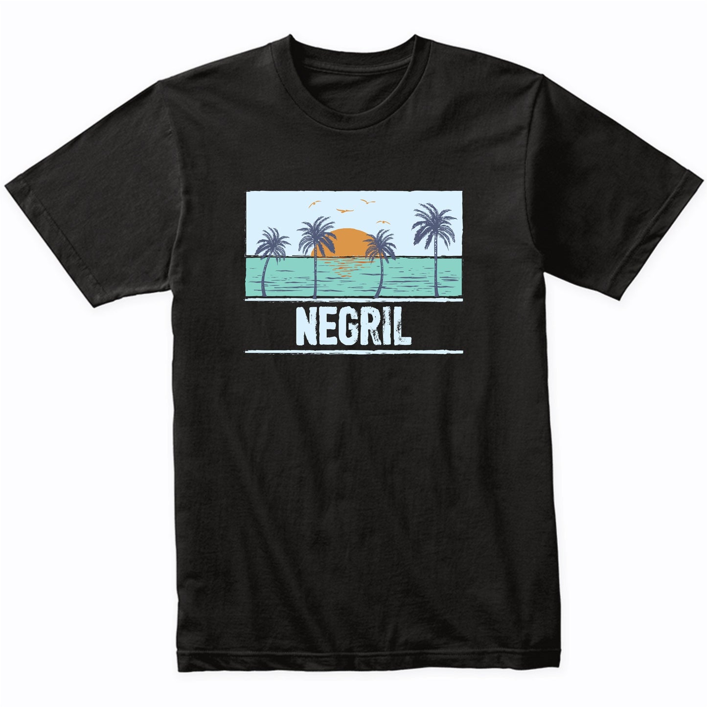 Retro Negril Jamaica Tropical Sunset Beach Vacation T-Shirt