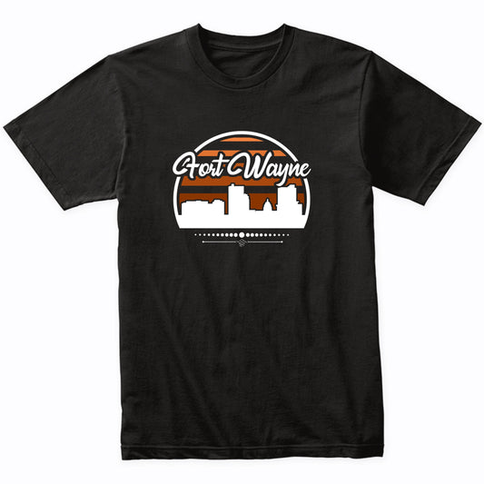 Retro Fort Wayne Indiana Sunset Skyline T-Shirt