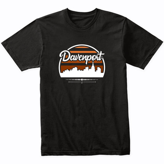 Retro Davenport Iowa Sunset Skyline T-Shirt