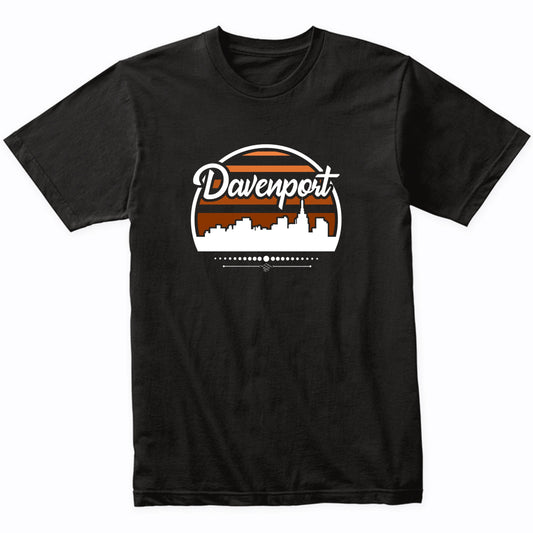 Retro Davenport Iowa Sunset Skyline T-Shirt