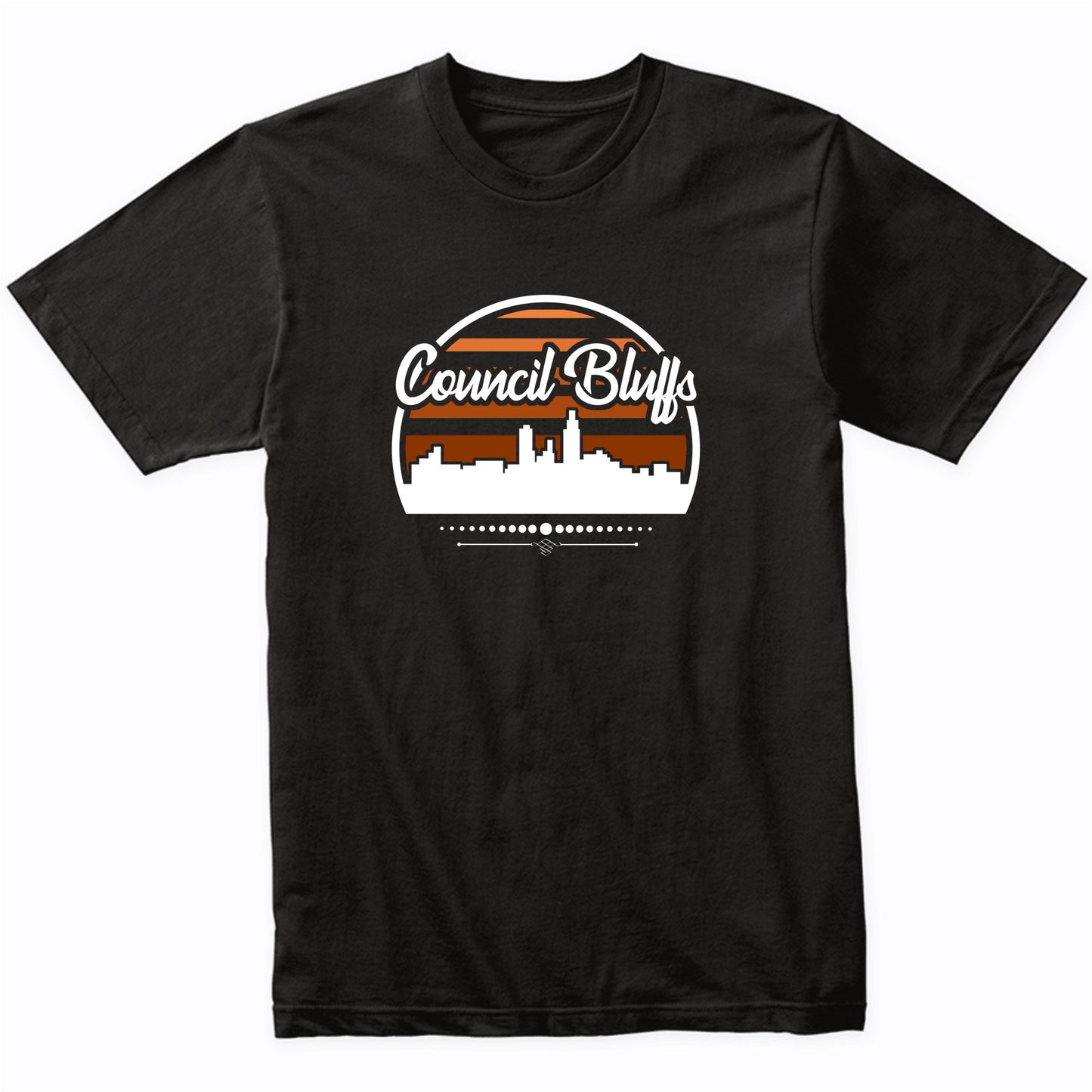 Retro Council Bluffs Iowa Sunset Skyline T-Shirt