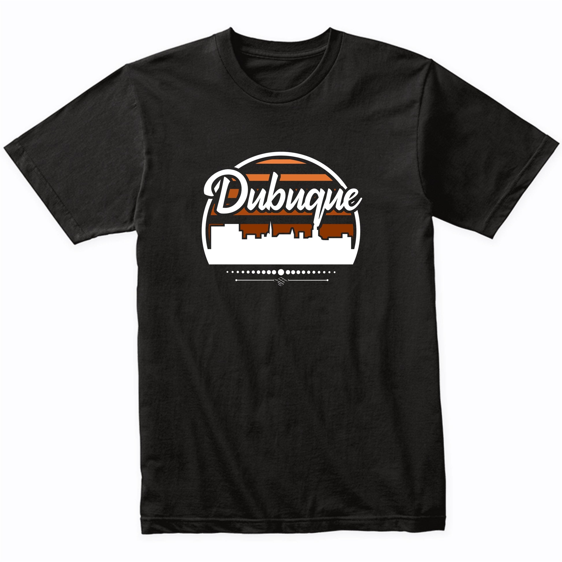 Retro Dubuque Iowa Sunset Skyline T-Shirt