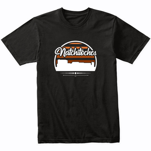 Retro Natchitoches Louisiana Sunset Skyline T-Shirt