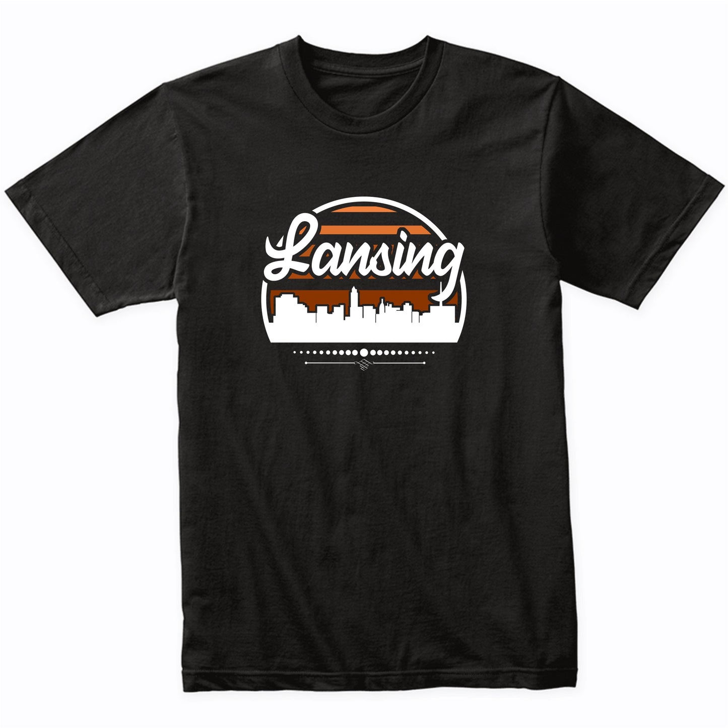 Retro Lansing Michigan Sunset Skyline T-Shirt