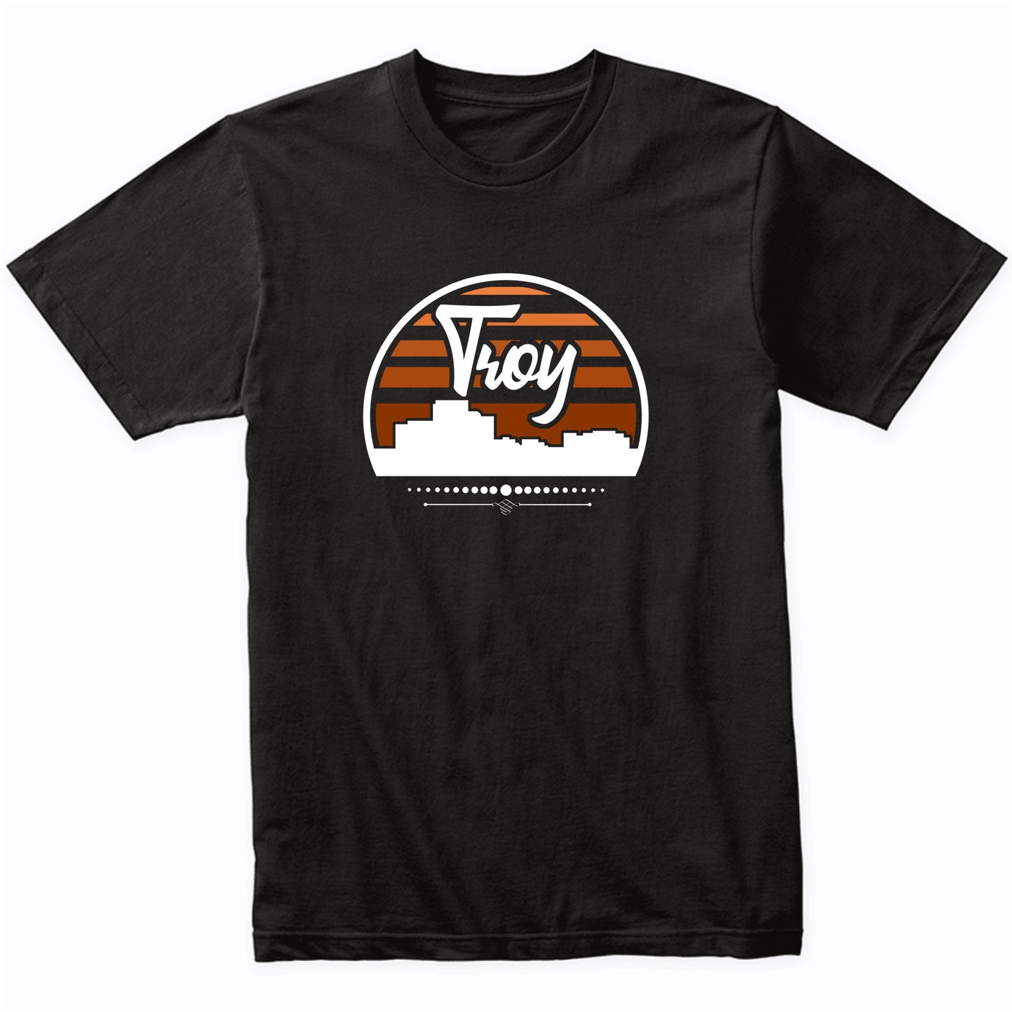 Retro Troy Michigan Sunset Skyline T-Shirt