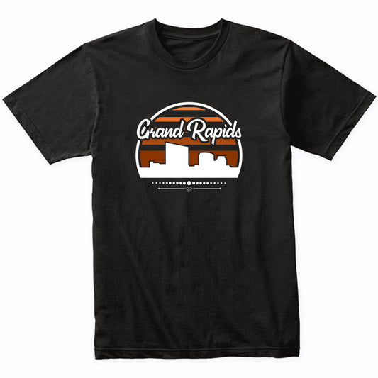 Retro Grand Rapids Michigan Sunset Skyline T-Shirt