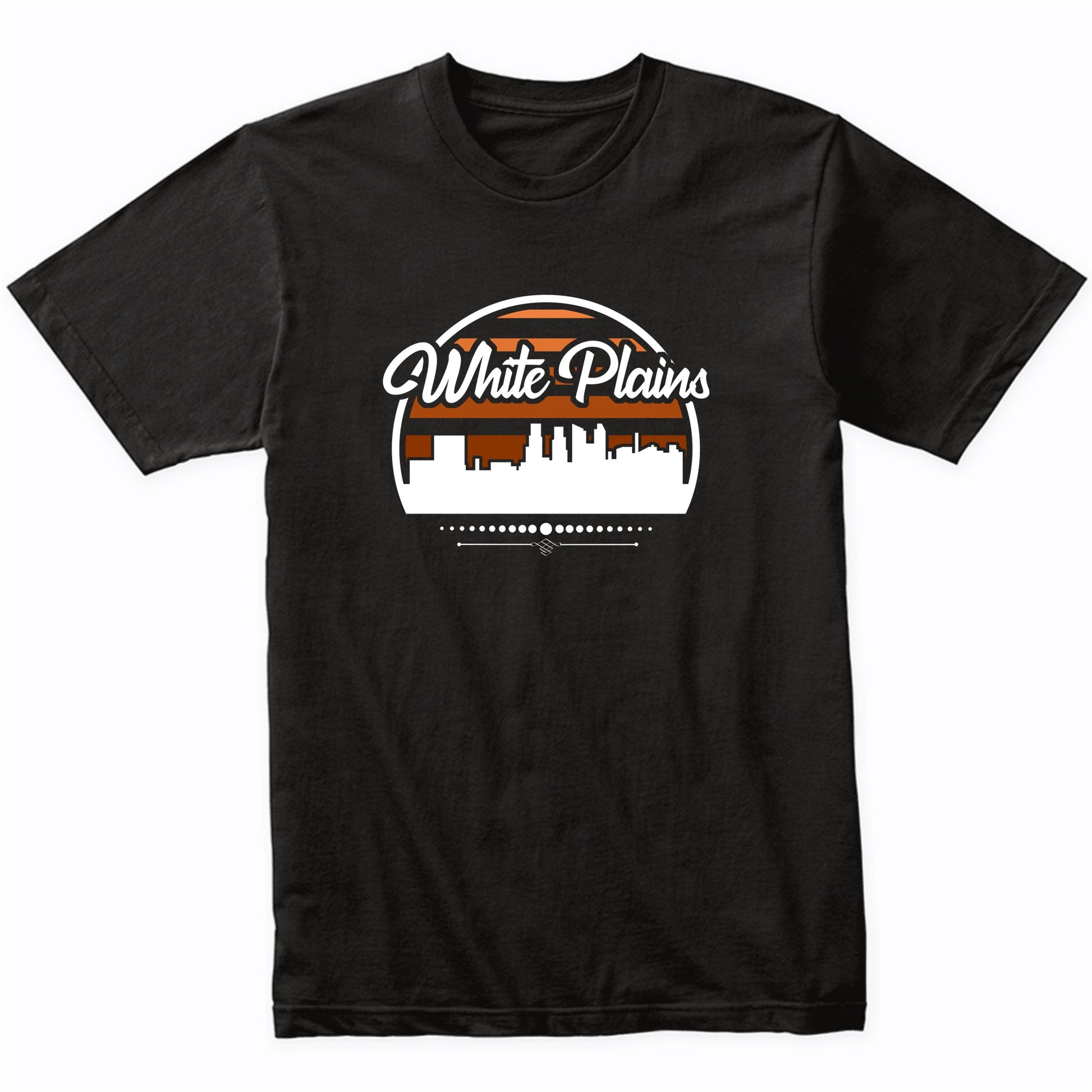 Retro White Plains New York Sunset Skyline T-Shirt