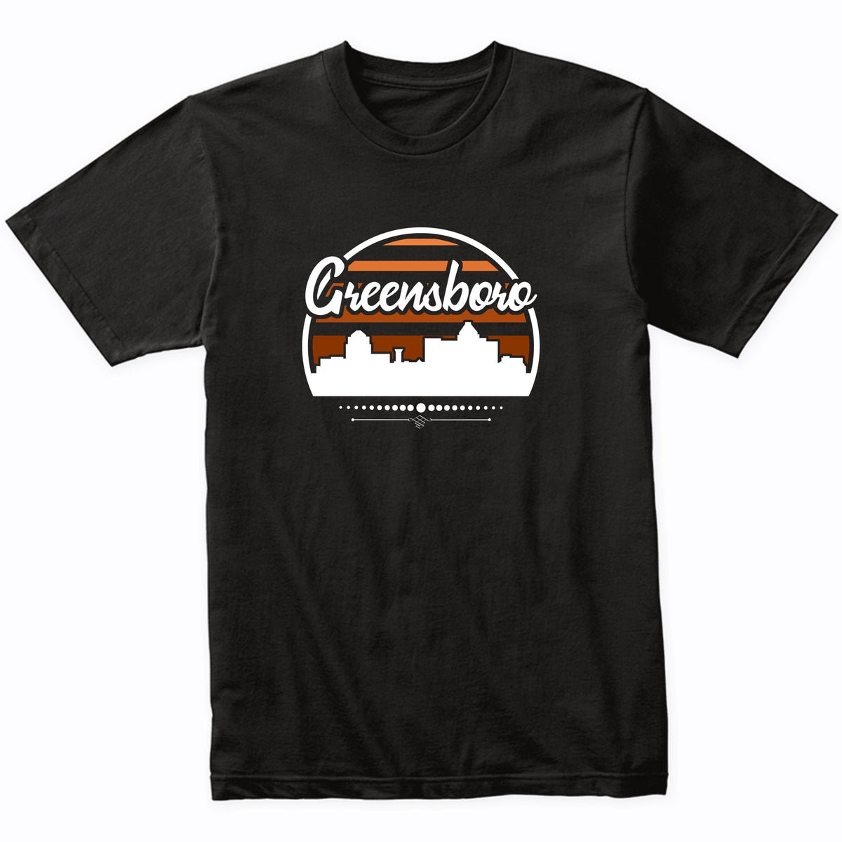 Retro Greensboro North Carolina Sunset Skyline T-Shirt