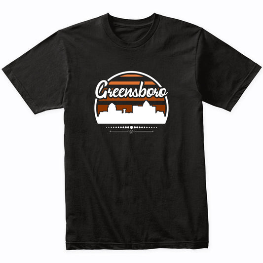 Retro Greensboro North Carolina Sunset Skyline T-Shirt