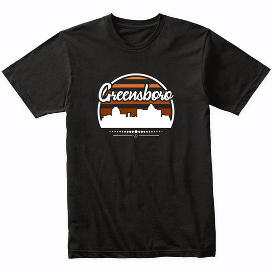 Retro Greensboro North Carolina Sunset Skyline T-Shirt