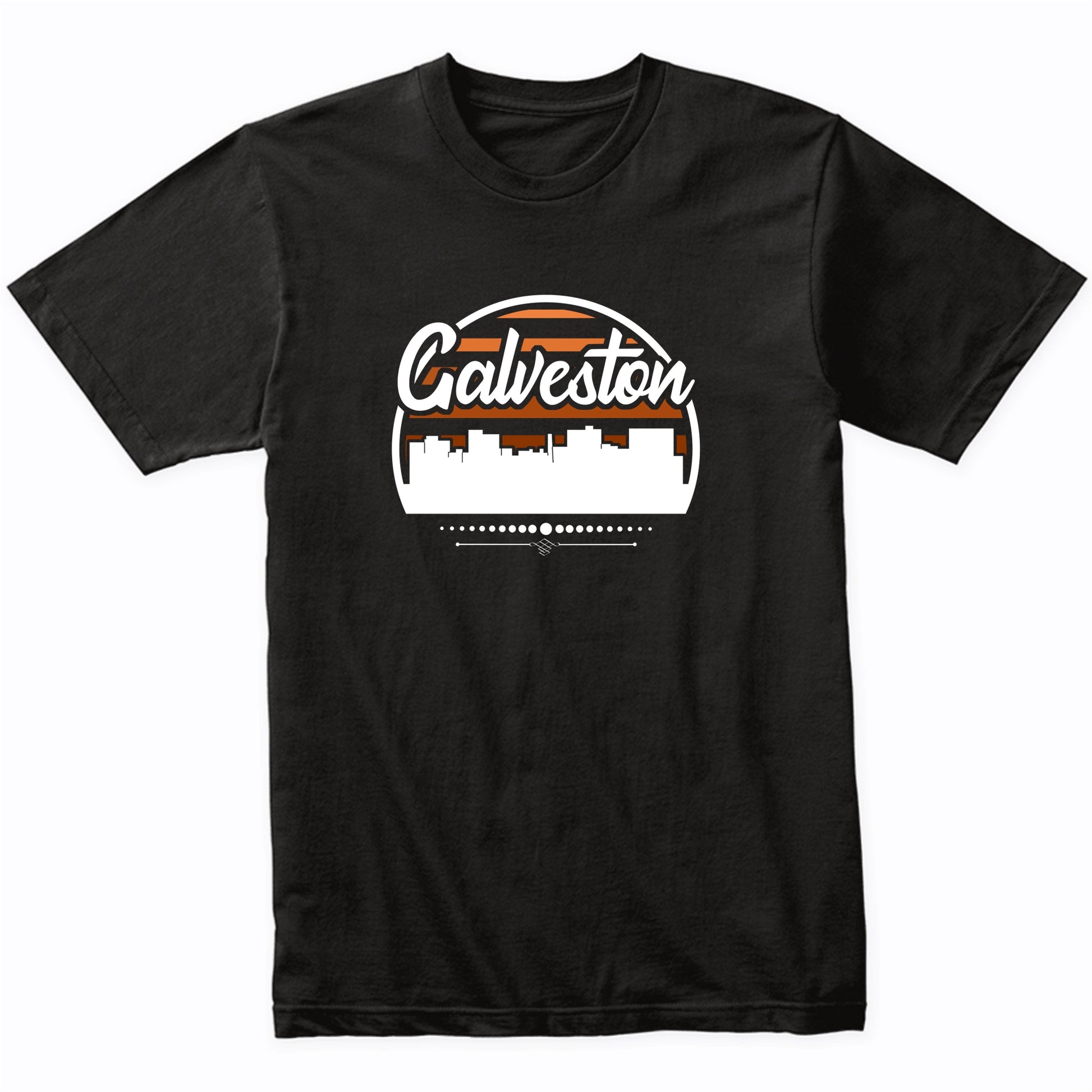 Retro Galveston Texas Sunset Skyline T-Shirt
