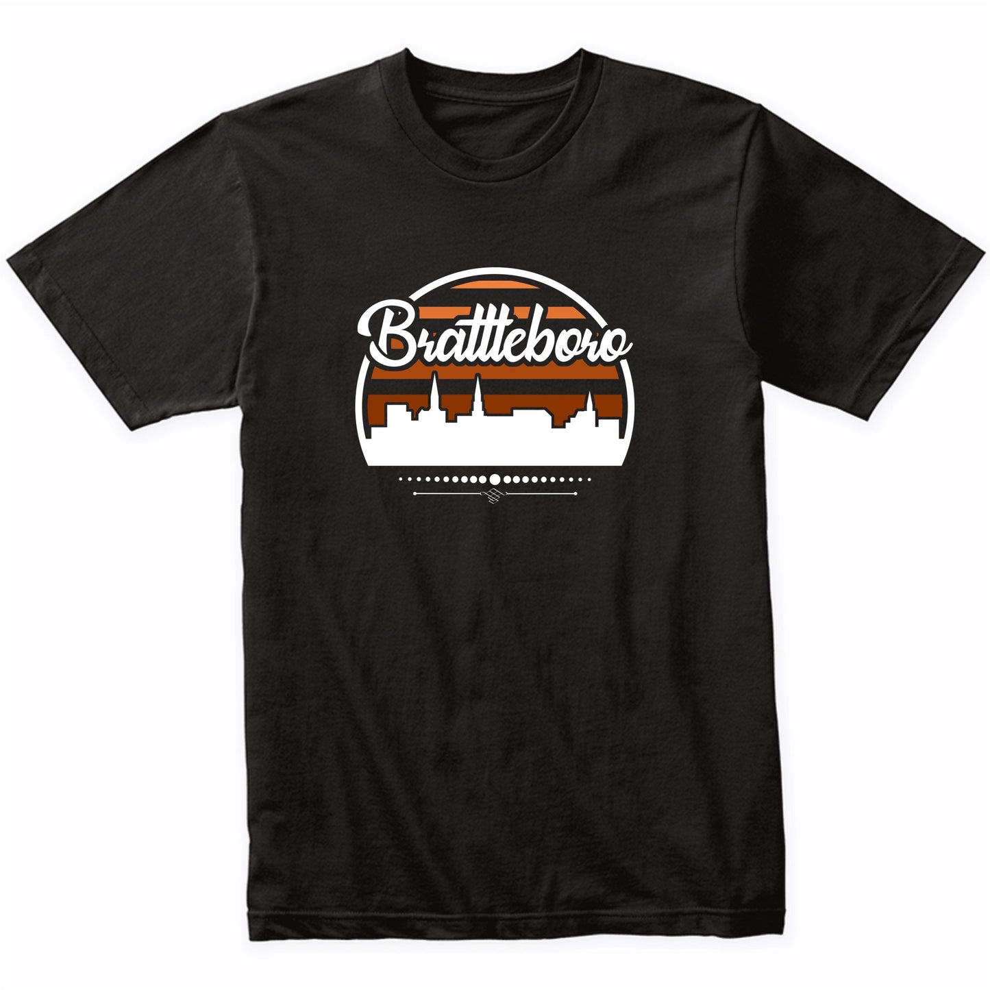 Retro Brattleboro Vermont Sunset Skyline T-Shirt