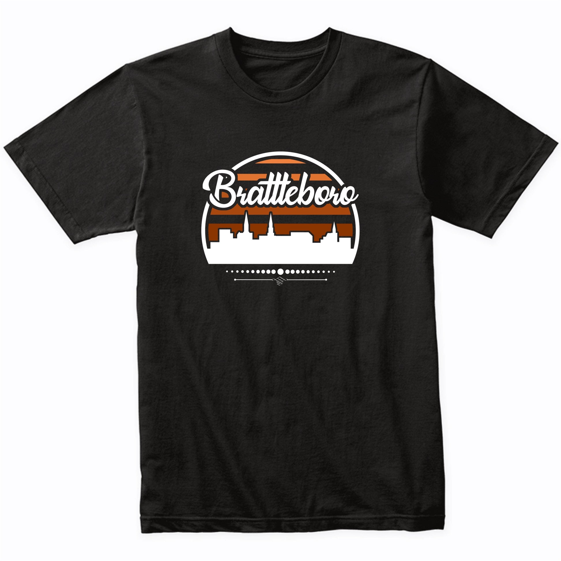 Retro Brattleboro Vermont Sunset Skyline T-Shirt