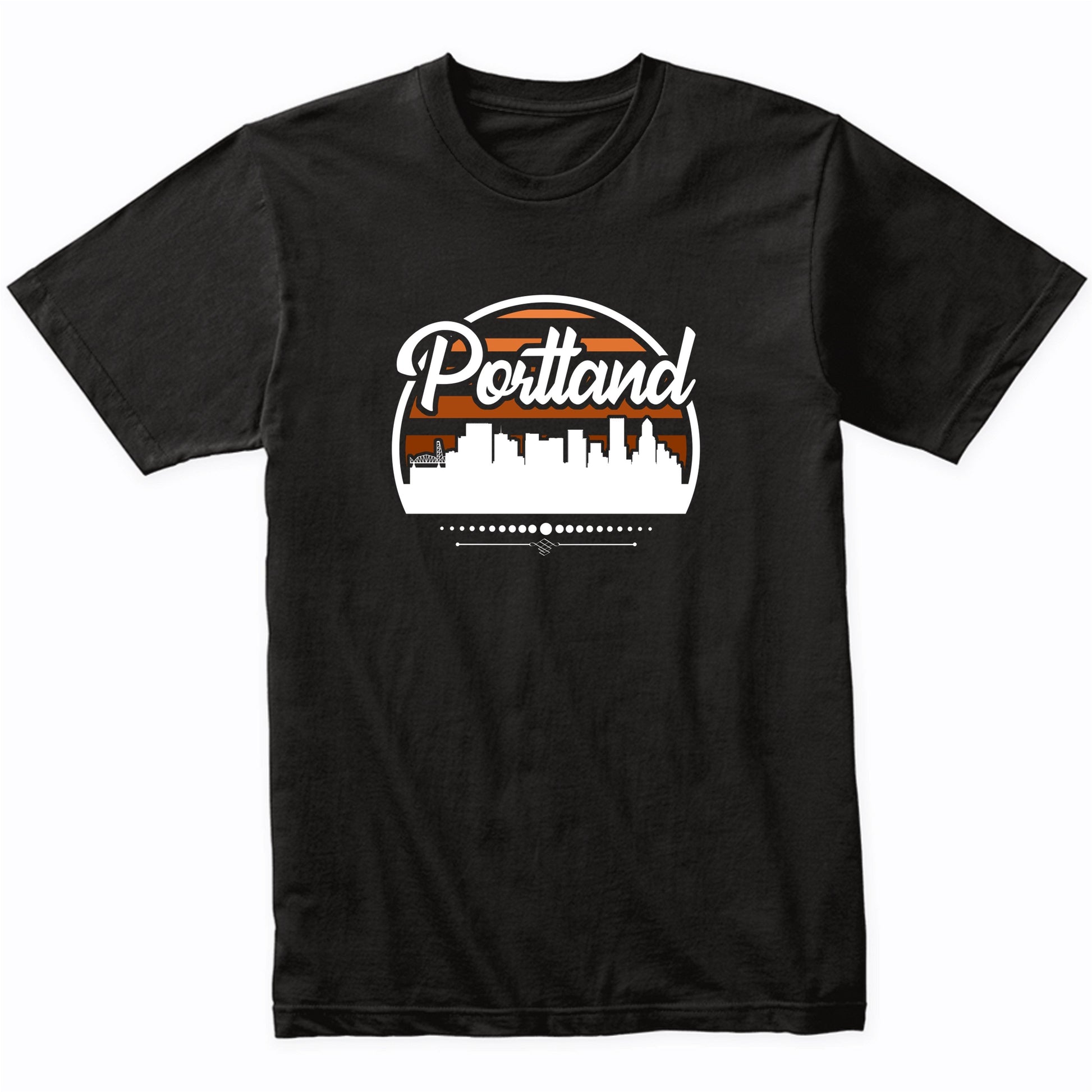 Retro Portland Oregon Sunset Skyline T-Shirt