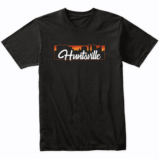 Vintage Style Retro Huntsville Alabama Sunset Skyline T-Shirt