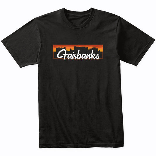 Vintage Style Retro Fairbanks Alaska Sunset Skyline T-Shirt