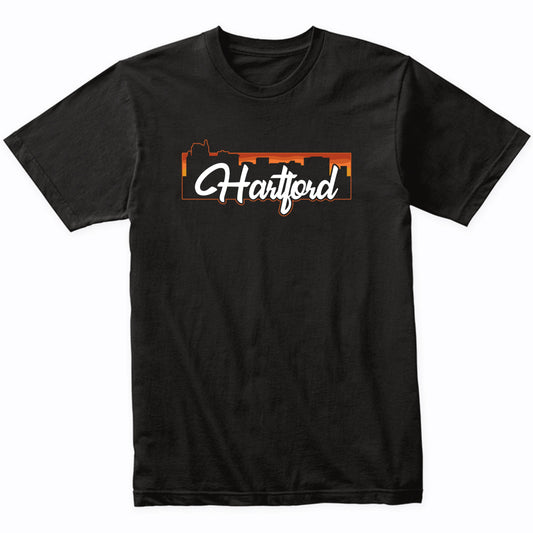 Vintage Style Retro Hartford Connecticut Sunset Skyline T-Shirt