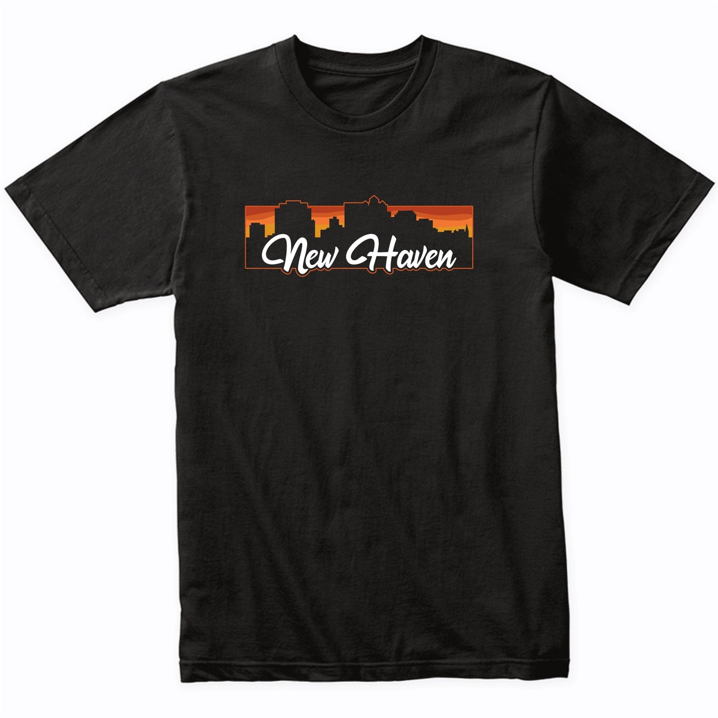 Vintage Style Retro New Haven Connecticut Sunset Skyline T-Shirt