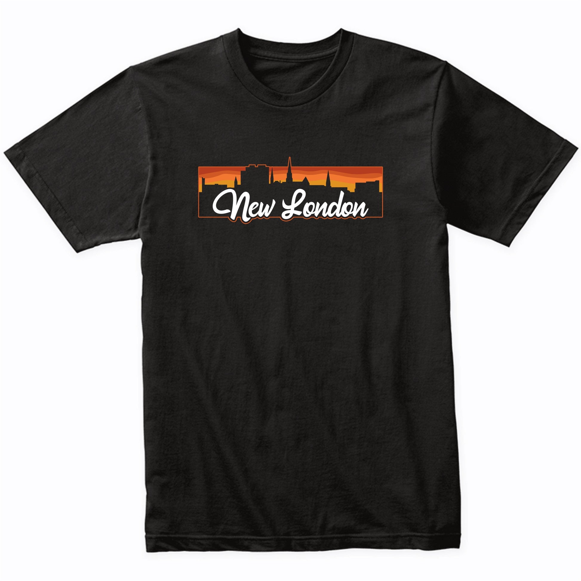 Vintage Style Retro New London Connecticut Sunset Skyline T-Shirt