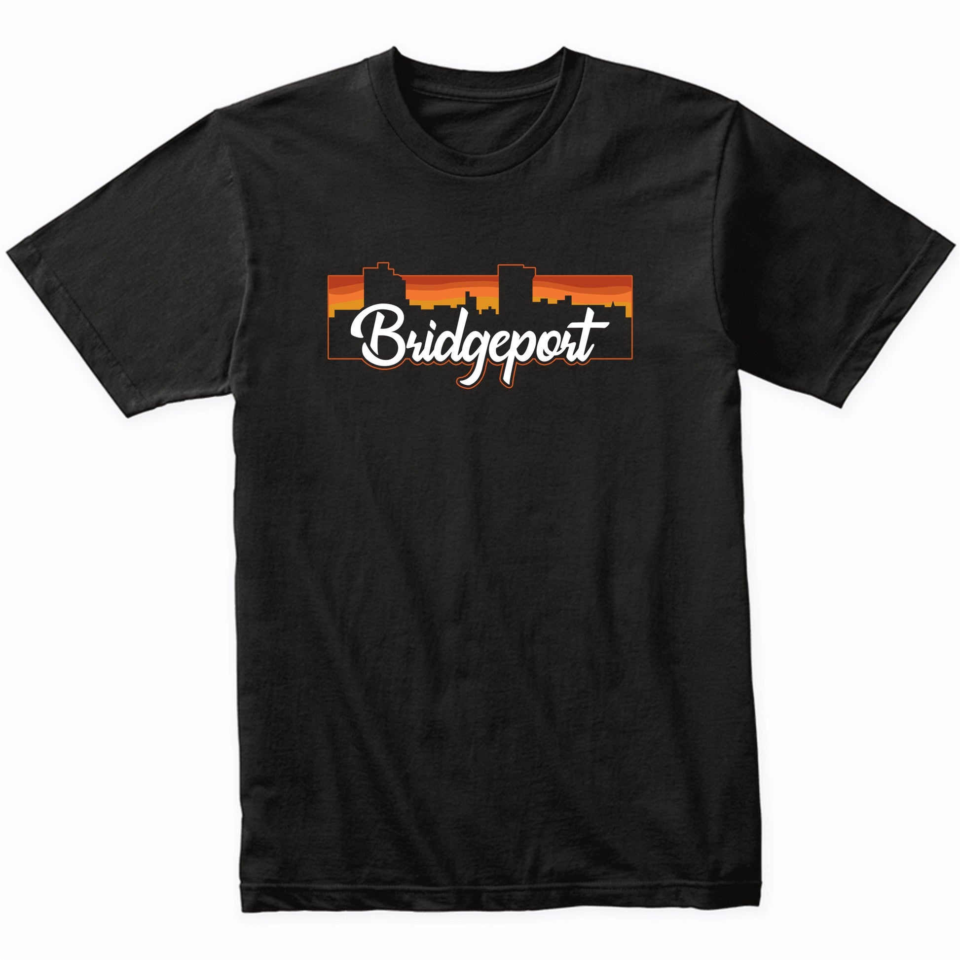 Vintage Style Retro Bridgeport Connecticut Sunset Skyline T-Shirt