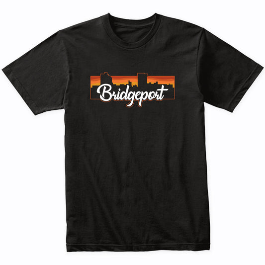 Vintage Style Retro Bridgeport Connecticut Sunset Skyline T-Shirt