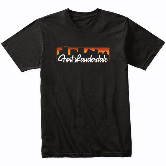 Vintage Style Retro Fort Lauderdale Florida Sunset Skyline T-Shirt