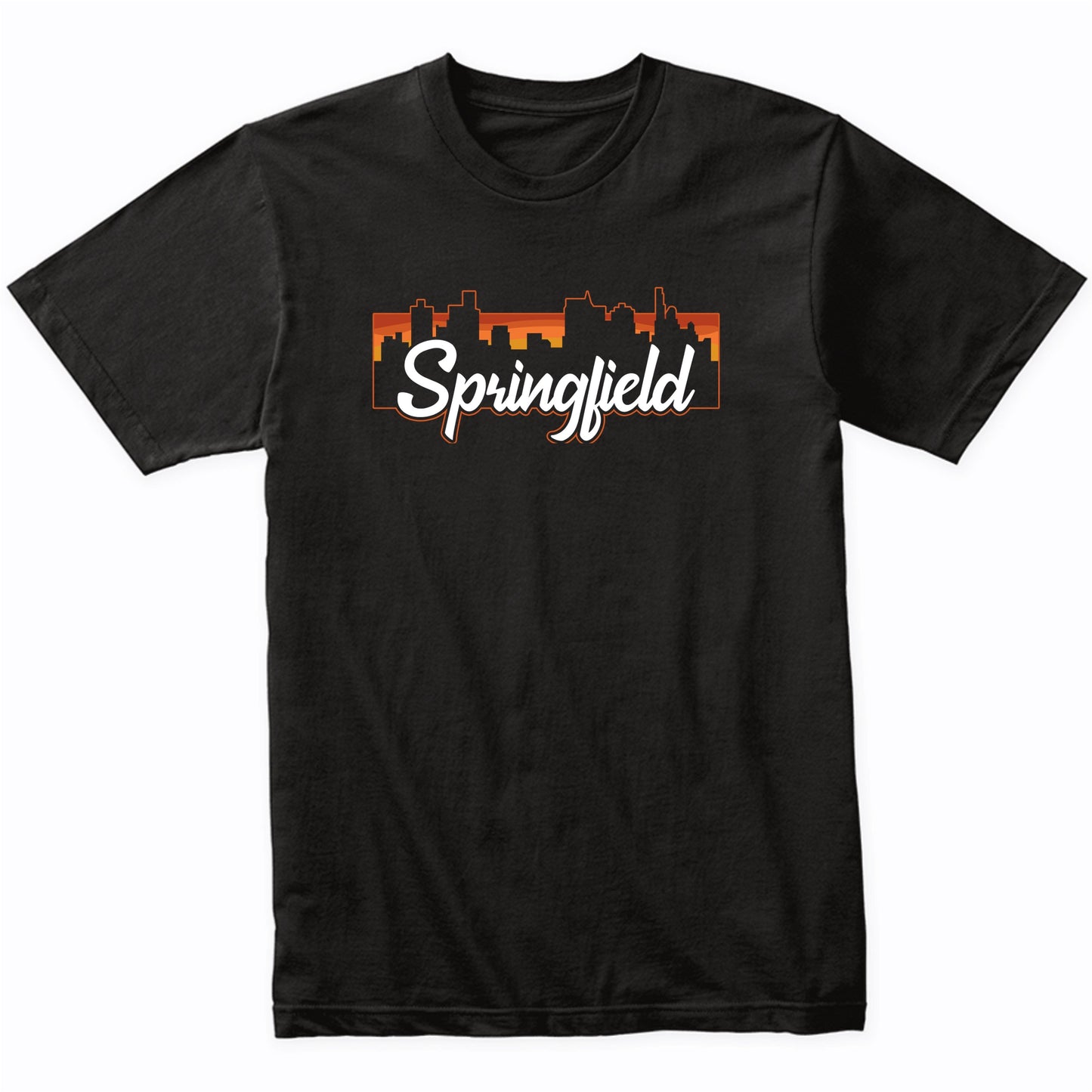 Vintage Style Retro Springfield Illinois Sunset Skyline T-Shirt