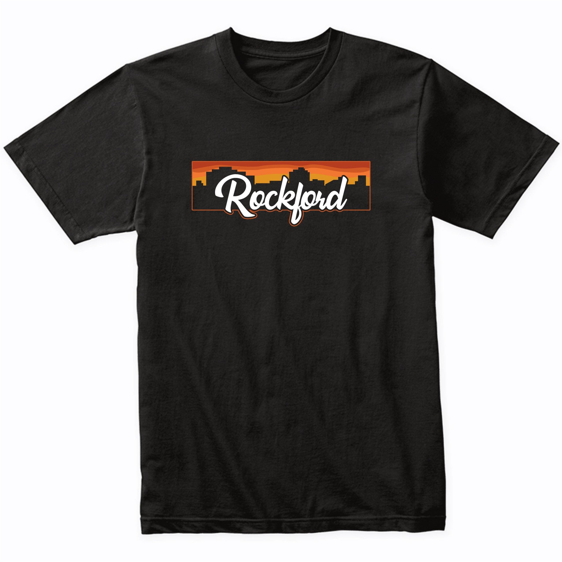 Vintage Style Retro Rockford Illinois Sunset Skyline T-Shirt