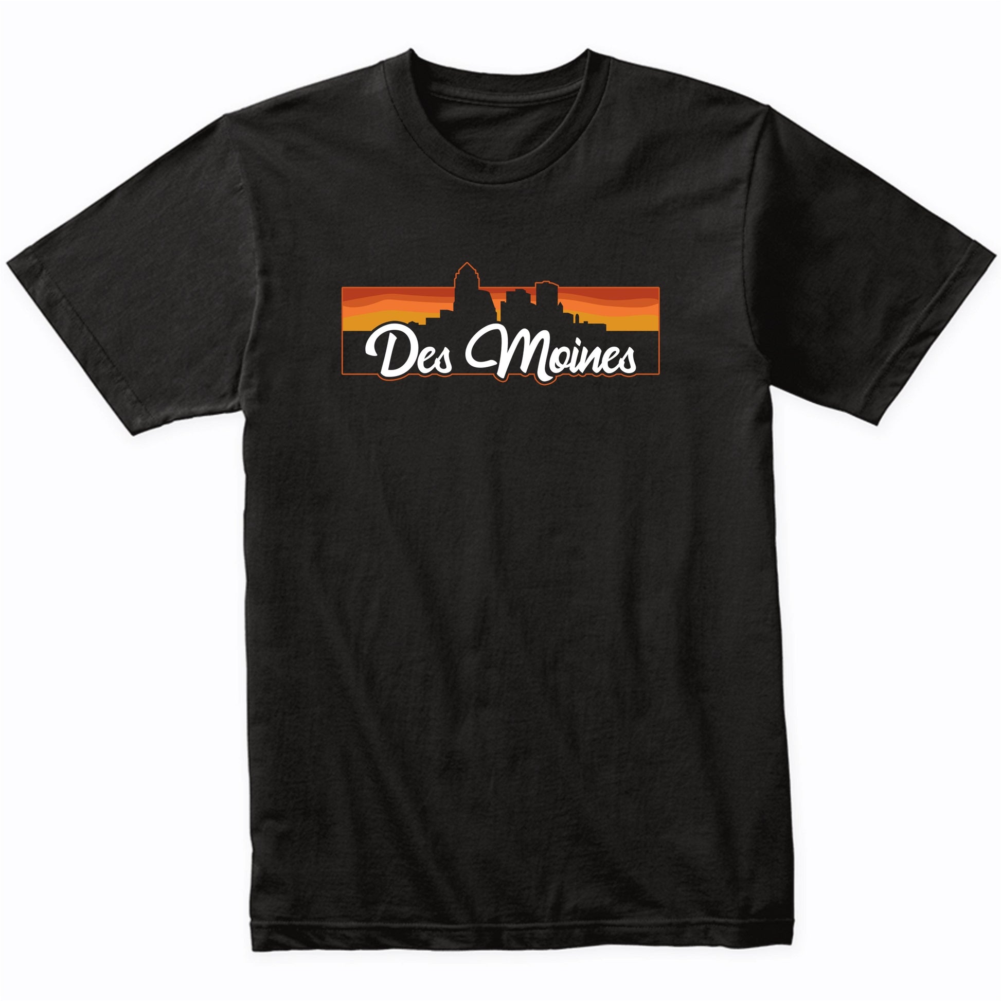 Vintage Style Retro Des Moines Iowa Sunset Skyline T-Shirt