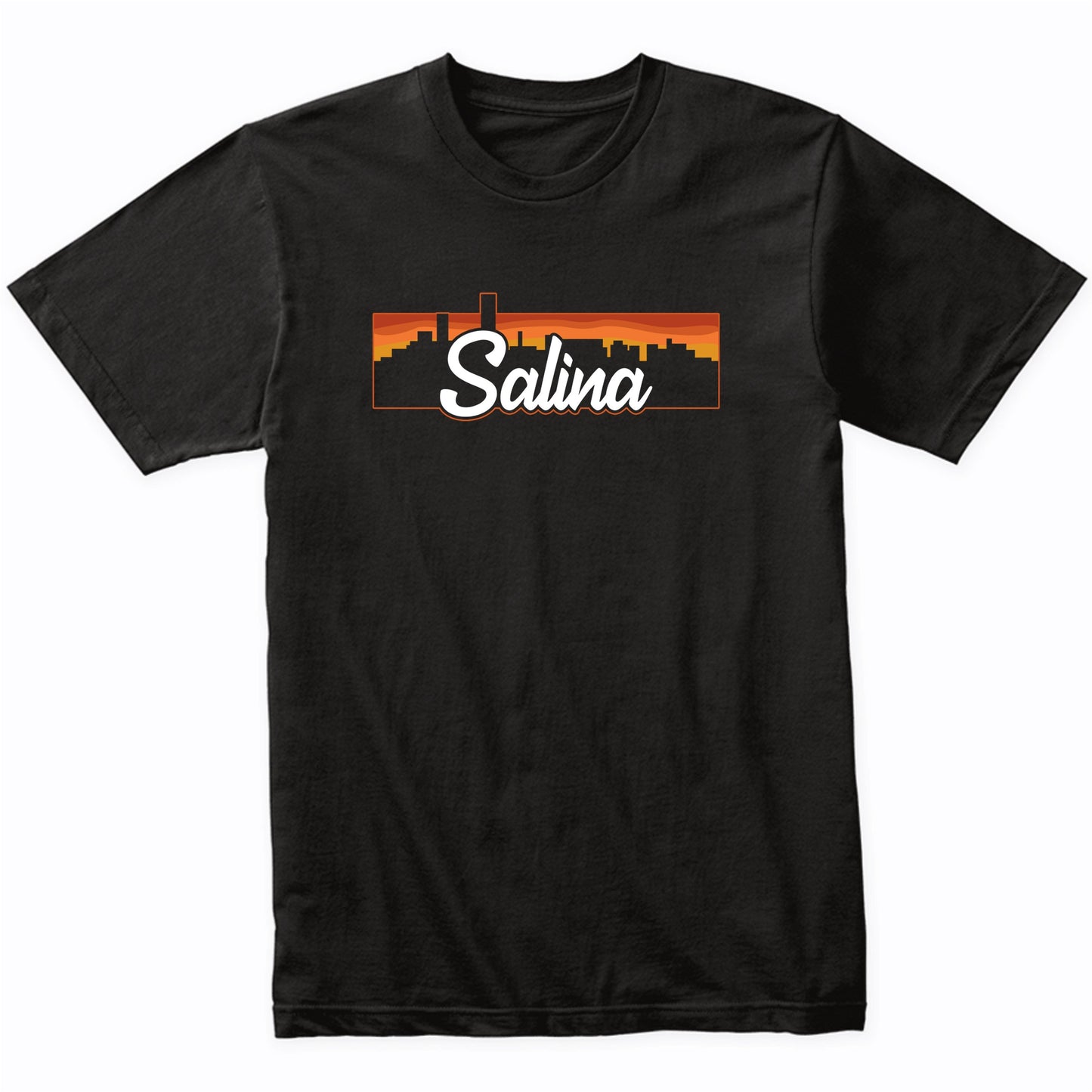 Vintage Style Retro Salina Kansas Sunset Skyline T-Shirt