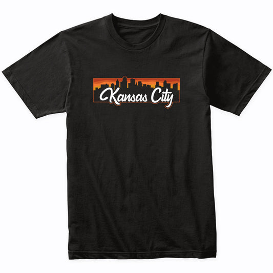 Vintage Style Retro Kansas City Kansas Sunset Skyline T-Shirt