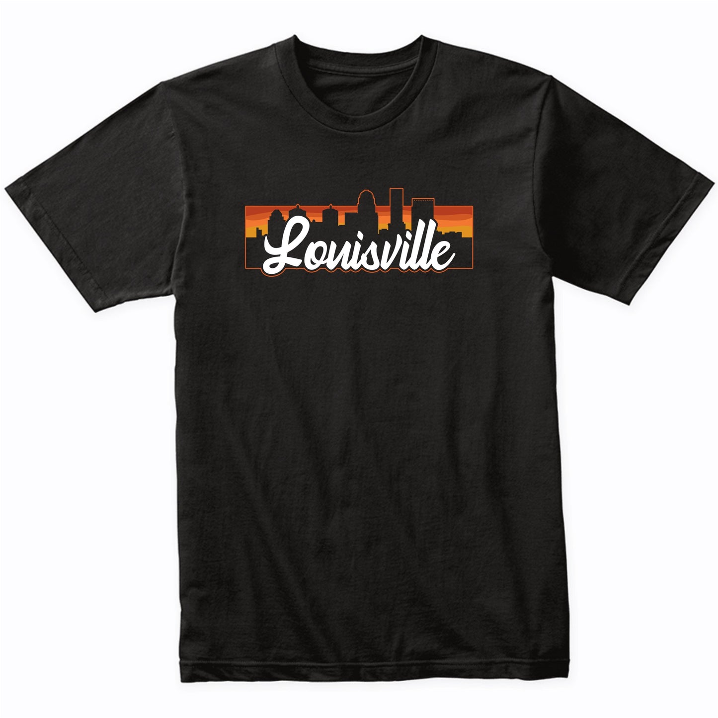 Vintage Style Retro Louisville Kentucky Sunset Skyline T-Shirt