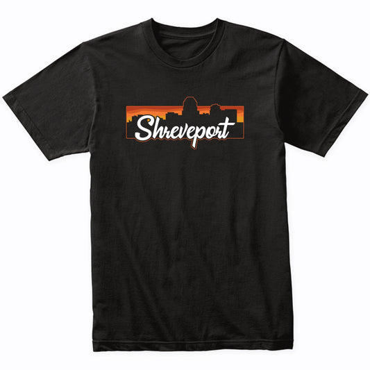 Vintage Style Retro Shreveport Louisiana Sunset Skyline T-Shirt