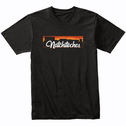 Vintage Style Retro Natchitoches Louisiana Sunset Skyline T-Shirt