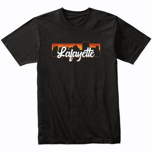 Vintage Style Retro Lafayette Louisiana Sunset Skyline T-Shirt