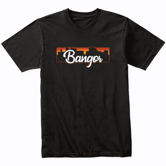 Vintage Style Retro Bangor Maine Sunset Skyline T-Shirt